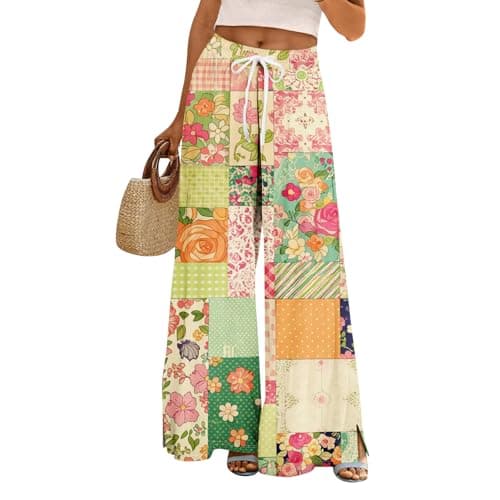 Image of Palazzo Pants for Women UK Plisse Girls Tailored Stretch Petite Ladies Patterned Trouser Office Wear UK Linen Bootcut Cropped Interview Jersey Gym Khaki Trousers Womens M