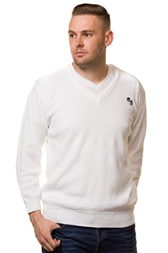 Image of Malay Men’s Bowling Golf White Jumpers Sweaters Tops Bowl Logo Size S to 5XL (X-Large, White)