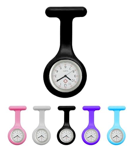 Image of PCL Media ltd Fob Watches for Nurses Fob Watch Brooch for Women for The Health Care Industry Nurses Watch Silicon (Black)