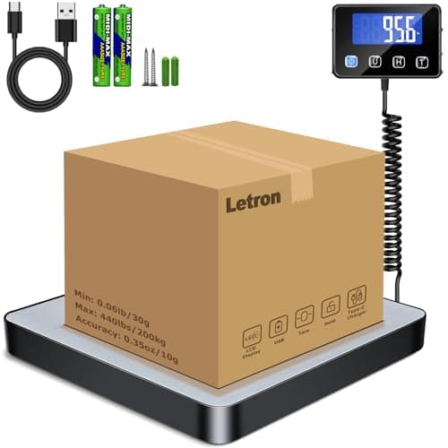 Image of Postal Scales, 440lbs/0.35oz High Precision LCD Display Parcel Scales, Parcel Weighing Scales with Hold and Tare Function for Luggage, Package, Warehouse, 2 AAA Batteries and Charging Cable Included