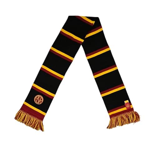 Image of AS Roma Official Striped Tubular Scarf with Embroidery, Black