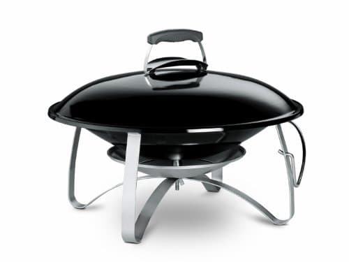 Image of Weber Fireplace, Outdoor Fire Pit with porcelain-enameled Steel Alloy, large Extinguishing Lid and secure heat-resistant Lid Handle, sturdy Legs, Heat Shield - Black (2750)