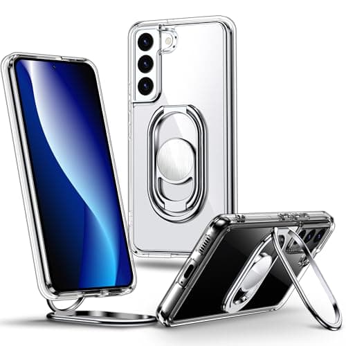 Image of SHIELDS UP for Samsung Galaxy S22 Case with Stand, Phone Case clear with Double Ring Holder【Adjustable & Fodable】 Shockproof Protective Cover for Samsung Galaxy S22 - Clear
