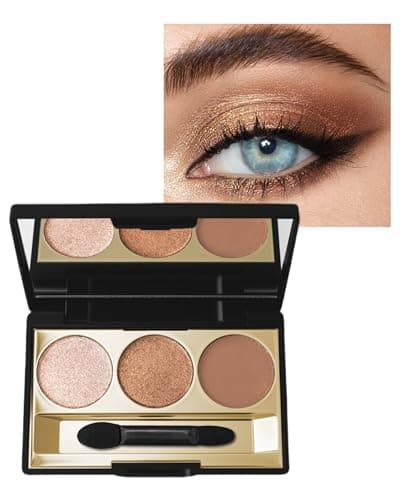 Image of 3 Colors Eyeshadow Palette, Nude Brown Matte Diamond Glitter Shimmer Shades, Highly Pigmented Long-Lasting Blendable Sparkly Highlighter Eye Shadow Powder, Mother's Day Makeup Gift for Women Mom-01