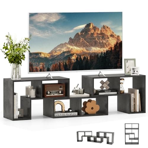 Image of COSTWAY TV Stand for TVs up to 65 Inches, Free Combination Adjustable TV Cabinet Media Entertainment Center Storage Shelf, Modern Wooden TV Unit Console Table for Living Room Bedroom (Cement Grey)