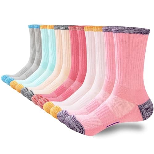 Image of inaWarm Womens Walking Socks 6 Pairs, Ladies Hiking Socks Breathable Cushioned thermal Cotton Socks，Outdoor Sports Anti-Blister Thick Multi Performance Athletic Boot Socks