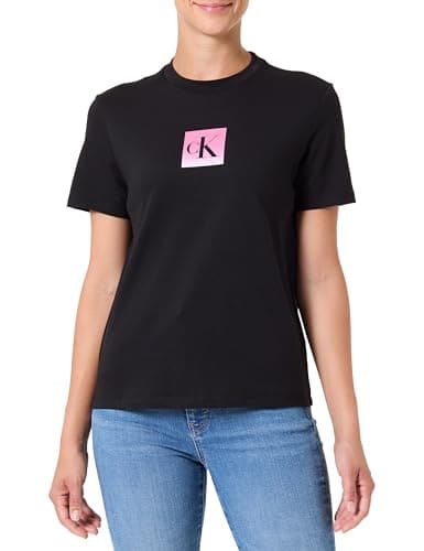 Image of Calvin Klein Women’s Short Sleeve Classic Fit Cotton T-Shirt, Black (Black), S