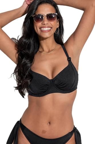 Image of Pour Moi St Kitts Non Padded Underwired Bikini Top Black