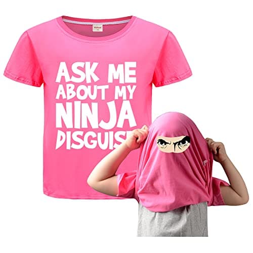Image of Forlcool Boys Ninja Funny T-Shirt Ask Me About My Ninja Disguise Cotton Tee Top (Rose Red,11-12 Years,11 Years,12 Years)