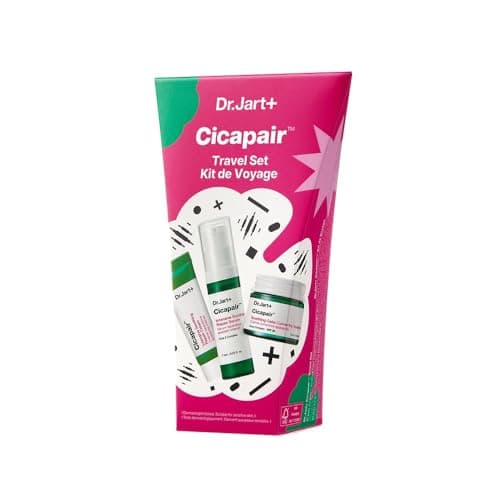 Image of Dr.Jart+ Cicapair Redness Rescue Regimen Korean Skin Care Set with Centella Asiatica | 3 Piece Travel Size Value Gift Set
