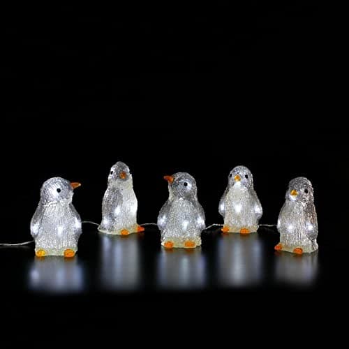 Image of Noma Acrylic LED Penguins Light String Christmas Lights : Huddle of 5 : Plug in : 13cm : 40 LED : 6920326