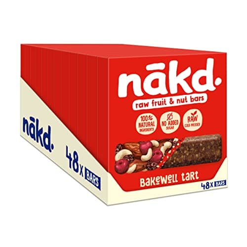 Image of Nakd Bakewell Tart Natural Fruit & Nut Bars - Vegan - Healthy Snack - Gluten Free, 35 g (Multipack case 48 Bars)