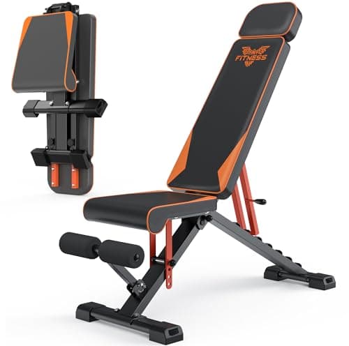 Image of naspaluro Adjustable Weight Bench for Full Body Workout - 880 Lb Stable Workout Bench, 3 Sec Fast Folding Strength Training Sit up Bench