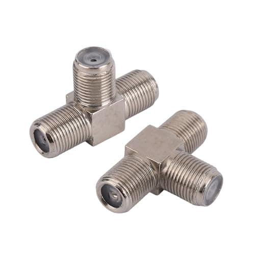 Image of lasuroa 2pcs Coaxial Cable Splitter, Zinc Alloy 3 Way F-Type Female to Dual F Female 3-Way Aerial Splitter Antenna Combiner T-Shape Coax Connector Cable Adapter for TV Video VCR Satellite Tuner