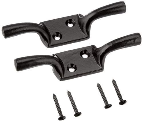 Image of Merriway® BH00403 (2 Pcs) Cleat Hooks, 100 mm (4 inch) Black Japanned - Pack of 2 Pieces