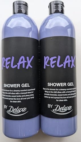 Image of Deluxe Relax Shower Gel – 2 x 500ml Bottles (1000ml Total) | Lavender, Tonka & Ylang Ylang Scent | Gentle Cleansing Formula with Oat & Seaweed Extracts | Soothing Everyday Body Wash