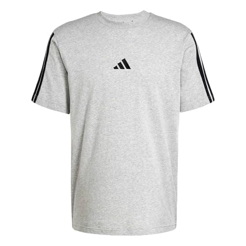 Image of adidas Men's Essentials Three Stripes Single Jersey TEE, Medium Grey Heather/Black, M