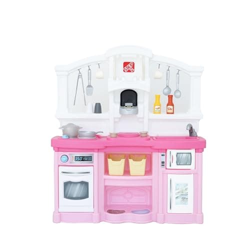 Image of "Step2 Fun with Friends Kids Kitchen, Indoor/Outdoor Play Kitchen Set, Toddlers 2+ Years Old, 25 Piece Kitchen Toy Set, Easy to Assemble, Pink"