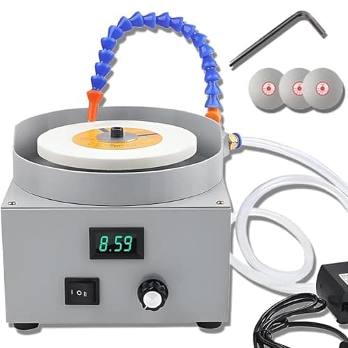 Image of Wet Bench Sander, Wet and Dry Knife Sharpening Machine, Adjustable Speed 0-2000rpm, with 3 Diamond Grinding Discs, 80 Mesh Grinding Wheel, for Metal Knives, Jade, Glass
