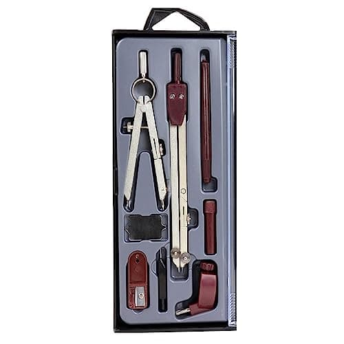 Image of Liquidraw Technical Drawing Professional Set - 8 Piece | Includes Metal Compass With Spring Bow Head Dividers | Ideal Math Drafting & Geometry Tools for School, Engineering, Architecture & Woodworking