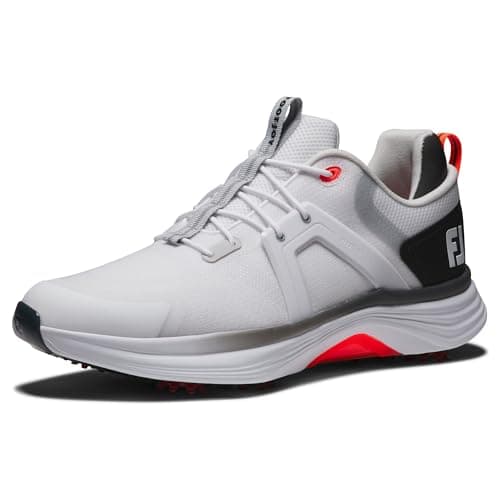 Image of FootJoy Men's Hyperflex Golf Shoe, White/Black/Red, 8 UK Wide