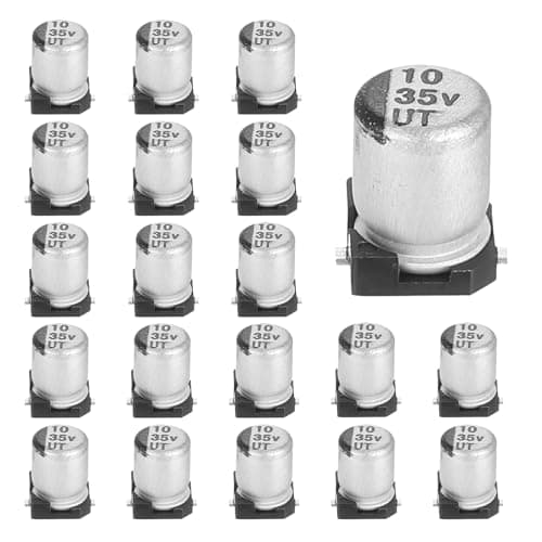 Image of sourcing map 10uF 35V Aluminum Electrolytic Capacitors, Low Impedance Surface Mount Device Electrolytic Capacitor for TV Computer Circuit Board DIY Electronic Projects, 4x5.4mm, 20pcs
