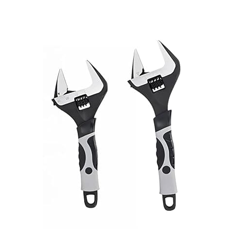 Image of SDFIXINGS 4-Piece Adjustable Spanner Wrench Set – 6", 8", 10", 12" Extra-Wide Jaw Opening 34–60mm Black White Finish Heavy-Duty Alloy Steel Plumbing and Mechanical Hand Tools (Set 2Pcs (6" & 8"))