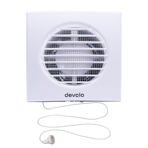 Image of Devola 150mm Axial Extractor Fan with Pull Cord, 6 Inch Bathroom Fan, Kitchen Fan, Made in Britain (Pull Cord) - DVF150P