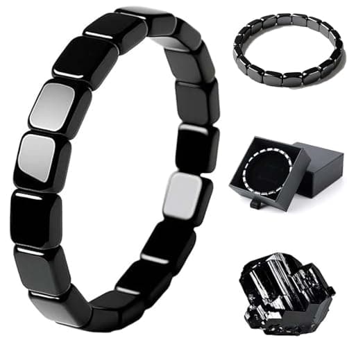 Image of Bukbas Hematite Bracelet Men - Natural Stone Hematite Bracelet Black Stretch Beaded Bracelets Reclaim Your Confidence Male Energy Inspirational Jewelry Gifts for Husband Boyfriend Dad