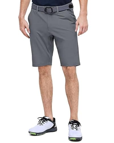 Image of Outdoor Ventures Men's Golf Shorts Dry Fit, 11" Lightweight Quick Dry Golf Stretch Bermuda Shorts Performance Casual Shorts with Pockets for Golf Travelling and Working Plain Grey 34