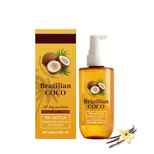 Image of Brazilian Coco Firming Body Oil with Vanilla, 100ml Hydrating Body Oil, Deep Hydration And Nourishment, Firming And Toning Formula, Body Firming Massage Oil for Dry Sagging Skin (1)