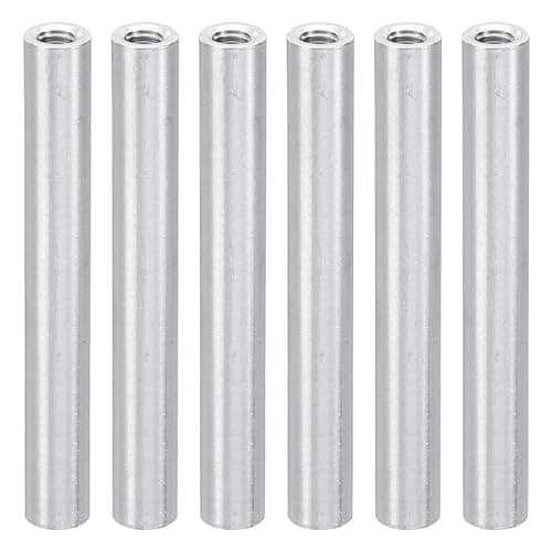 Image of PATIKIL 6pcs M3 Metal Threaded Standoff Spacer Nuts, Round Aluminum Spacers Female Coupling Screws, 1/8" ID x 3/16" OD, Silver 3x5x40mm