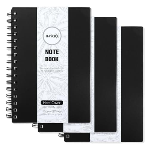 Image of 3 Pack A5 Journal Notebook, 480 Pages A5 Notepad Wirebound Spiral Notebooks for Writing, 80GSM Paper, PVC Cover, Lined Journal for Women Men Work Office School, 14.5 x 21cm-Black
