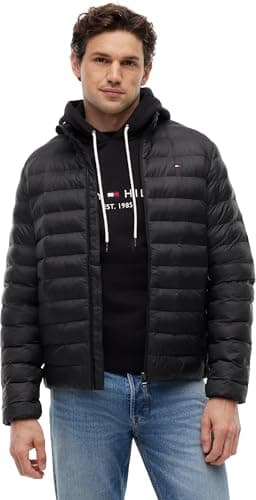 Image of Tommy Hilfiger Men's CORE PACKABLE RECYCLED JACKET MW0MW39990 Other Jackets, Black, M