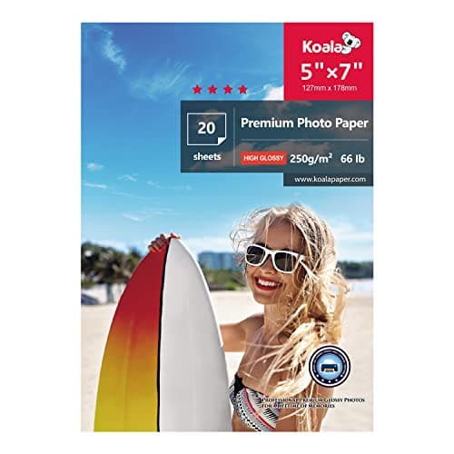 Image of KOALA Glossy Photo Paper 5x7 inch 13x18 cm 250gsm 20 Sheets with Premium High Glossy Advanced Resin Coated for Canon Hp Epson Inkjet Printer