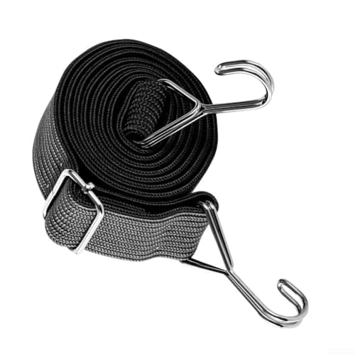 Image of Heavy Duty Elastic Bungee Cord with Hooks 40mm Flat Strap Adjustable Stretchable Rope for Garden Plant Ties Windproof Securing Black(2m black)