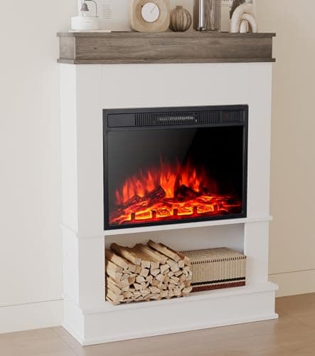 Image of MachenFlame 23” Electric Fireplace Suite with Realistic Flame Effect Fireplace and Remote Control with 3 Adjustable Flame Colors and Brightness,900W/1800W.