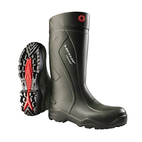Image of DUNLOP Purofort+ - Unisex Full Safety Waterproof Work Boots, Dark Green/Black, Antistatic and Slip-Resistant Wellies with Steel Toecap and Midsole for Outdoor - EU42, UK8