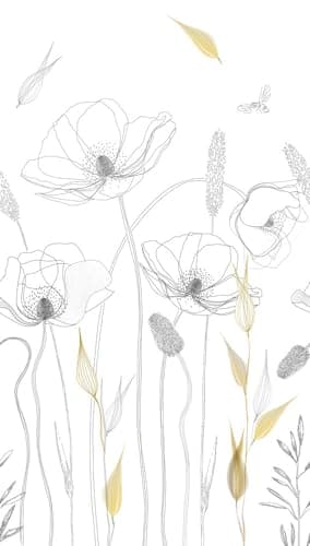 Image of A.S. Création Non-Woven Wallpaper - Minimalist Wallpaper Flowers in Black, Mustard Yellow and White - Wall Wallpaper for Various Rooms - Wall Picture XXL 2.80 m x 1.59 m