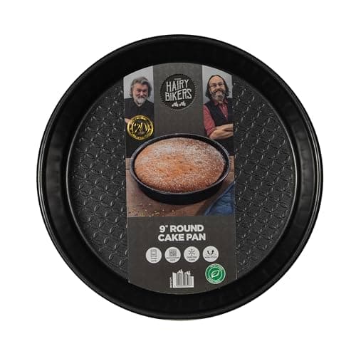 Image of Hairy Bikers Bakeware, 9 Inch Round Cake Pan, Non-Stick Coating, PFOA Free, Oven Safe, Dishwasher Safe, Freezer Safe, Black