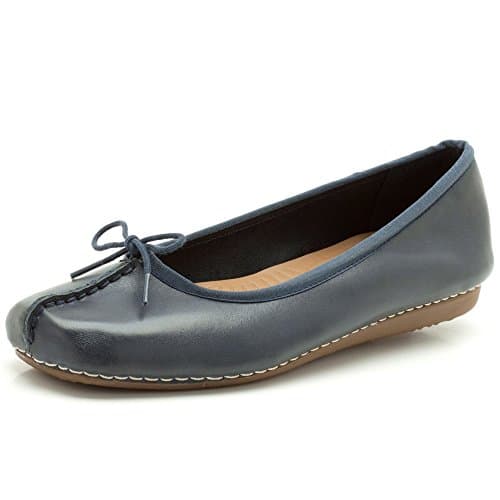 Image of Clarks Women's Freckle Ice Ballet Flats, Navy Leather, 8 UK