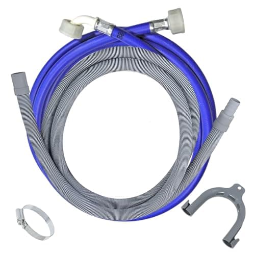 Image of Universal Washing Machine Hose Kit – Extra Long 3.5m Cold Water Inlet Pipe and 2.5m Drain Hose Extension for Washing Machine Hose Extension and Easy Installation.