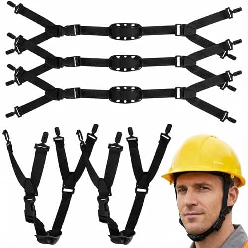 Image of 6PCS Black Hard Hat Chin Strap,Adjustable Elastic Helmet Strap Universal Hat Chin for Welding Helmet Construction Sport Safety Bump Cap