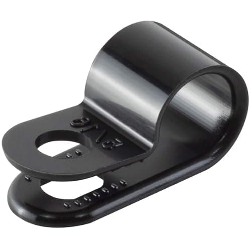 Image of 100 Pack of Black Nylon P-Clips, 7.9mm (5/16”) Diameter, Plastic Cable Clips