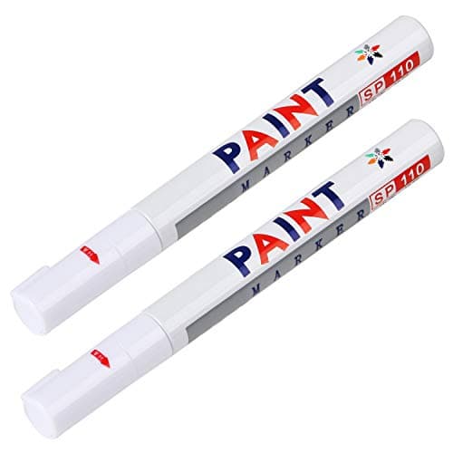 Image of TRIXES Pack of 2 White Tyre Marker Paint Pens - Precision Detaling Pen for Bike & Car Tyres - Waterproof and Long-Lasting Formula