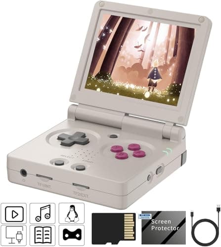 Image of Voacle RG35XXSP Flip Retro Handheld Game Console , Linux System 3.5 Inch IPS Screen Built-in 64G TF Card Support TV Output (Gray-new)