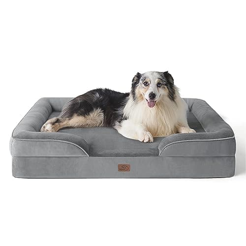 Image of Bedsure Extra Large Dog Sofa Bed - Washable, Orthopedic, Waterproof, with Removable Flannel Cover, 106x80x16cm