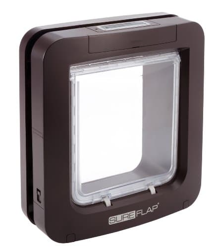 Image of SureFlap Sure Petcare Microchip Pet Door for Cats and Small Dogs with Curfew Timer, Compatible with RFID Collar Tags and Microchips, 1-Button Control, Brown, 4xC Cell Batteries Required, Not Included