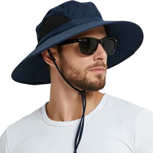 Image of EINSKEY Wide Brim Sun Hat, UPF 50+ UV Protection Waterproof Packable Bucket Hat for Men & Women, Fishing Hiking Beach Garden Navy Blue