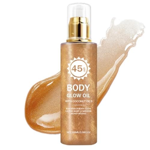 Image of Bronze Body Shimmer Oil - Shimmer Body Lotion with Coconut Oil - Refreshing/Non-greasy, Moisturizing/Shining High-Gloss - Face Body Glitter Oil for Women Daily Use